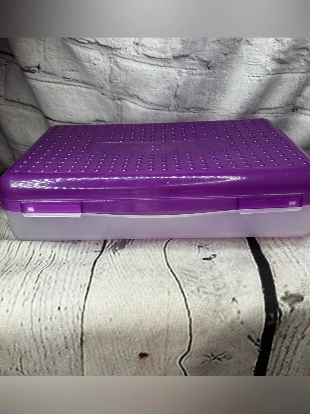 Vtg 90s Nostalgia Kidcore Spacemaker Pencil Box Case Purple Clear 11x7 AS IS